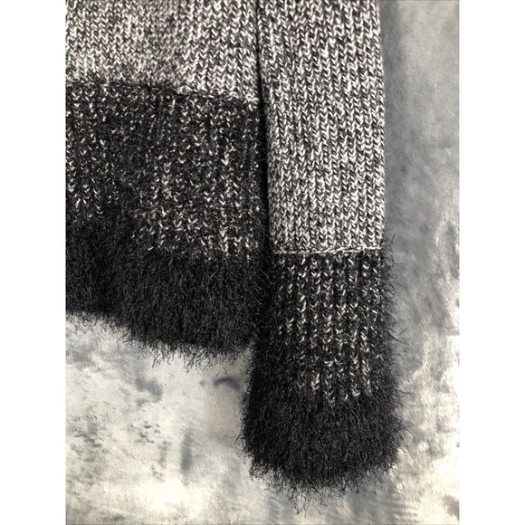 1. State Ladies Black and White Sweater Fuzzy Trim Sleeves and Waist Size Small - Picture 3 of 15